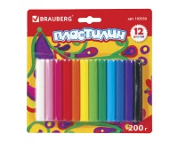Пластилин классический BRAUBERG 12 цветов, 200 г, ВЫСШЕЕ КАЧЕСТВО, блистер, 103350.0