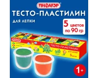 Пластилин на растительной основе (тесто для лепки) ПИФАГОР, 5 цветов, 450 г, картонный рукав, 104438.1