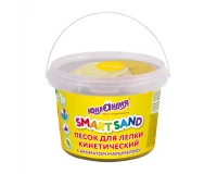 Песок для лепки кинетический ЮНЛАНДИЯ, желтый, 500 г, 2 формочки, ведерко, 104995.6