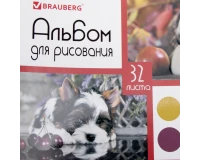 Альбом для рисования А4, 32 листа, гребень, выборочный лак, BRAUBERG, 205х290 мм, 