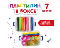 Пластилин в боксе ЮНЛАНДИЯ, 7 цветов, 380 г, 3 стека, 10 формочек, 105864.3