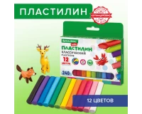 Пластилин классический BRAUBERG KIDS, 12 цветов, 240 г, ВЫСШЕЕ КАЧЕСТВО, 105873.0