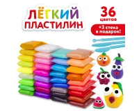 Пластилин супер лёгкий воздушный застывающий 36 цветов, 360 г, 3 стека, ЮНЛАНДИЯ, 105907.0