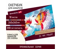 Альбом для акварели, бумага ИТАЛИЯ 200 г/м2 25% хлопок 245х345 мм, 10 л., BRAUBERG ART PREMIERE, 105911.0