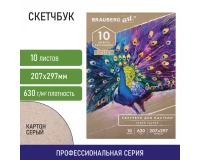 Альбом для пастели, картон СЕРЫЙ некрашенный 630 г/м2, 207х297 мм, 10 л., BRAUBERG ART CLASSIC, 105916.1