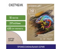 Альбом для пастели, картон СЕРЫЙ некрашенный 630 г/м2, 297x414 мм, 10 л., BRAUBERG ART CLASSIC, 105917.1