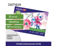 Альбом для акварели, бумага ГОЗНАК СПб 200 г/м2, 210x297 мм, 20 л., склейка, BRAUBERG ART, 106141.1