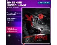 Дневник 1-11 класс 48 л., кожзам (твердая с поролоном), печать, наклейки, BRAUBERG, 