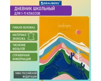 Дневник 1-11 класс 48 л., кожзам (гибкая), печать, фольга, BRAUBERG, 