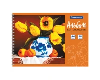 Альбом для рисования, А4, 48 л., гребень, обложка картон, BRAUBERG, 205х290 мм, 