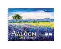 Альбом для рисования, А4, 48 л., гребень, обложка картон, BRAUBERG, 205х290 мм, 