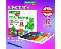 Пластилин классический BRAUBERG KIDS, 12 цветов, 240 г, стек, ВЫСШЕЕ КАЧЕСТВО, 106436.6