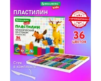 Пластилин классический BRAUBERG KIDS, 36 цветов, 720 г, стек, ВЫСШЕЕ КАЧЕСТВО, 106438.0