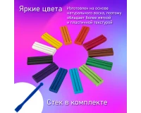 Пластилин мягкий восковой BRAUBERG KIDS, 12 цветов, 180 г, со стеком, 106495.7