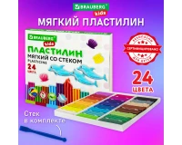 Пластилин мягкий восковой BRAUBERG KIDS, 24 цвета, 360 г, со стеком, 106498.6