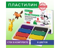 Пластилин классический BRAUBERG KIDS, 8 цветов, 160 г, со стеком, 106501.1