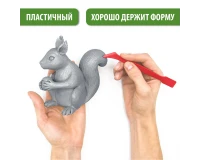 Пластилин скульптурный BRAUBERG ART CLASSIC, серый, 0,5 кг, твердый, 106517.7