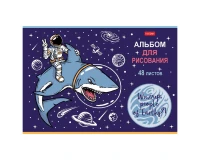 Альбом для рисования, А4, 48 л., скоба, обложка картон, выборочный лак, HATBER, 205х290 мм, 