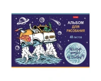 Альбом для рисования, А4, 48 л., скоба, обложка картон, выборочный лак, HATBER, 205х290 мм, 