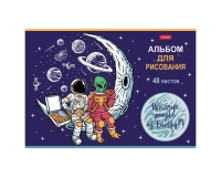 Альбом для рисования, А4, 48 л., скоба, обложка картон, выборочный лак, HATBER, 205х290 мм, 