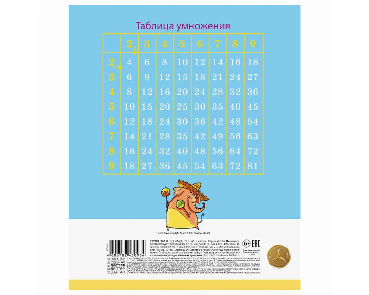 Тетрадь 12 л. HATBER клетка, обложка картон, 