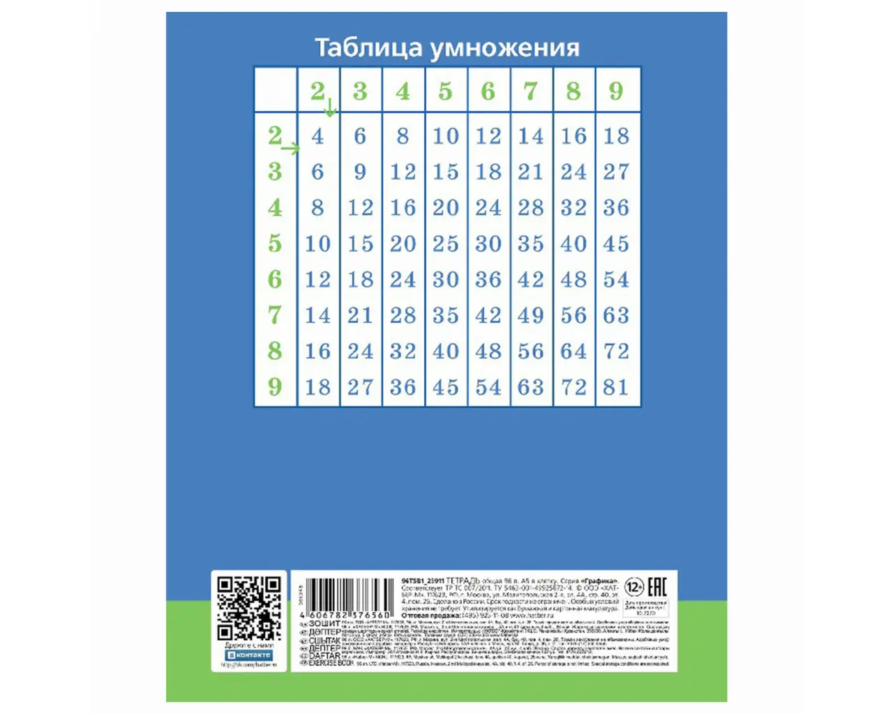 Тетрадь 12 л. HATBER клетка, обложка картон, 