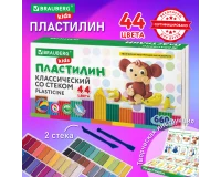 Пластилин классический BRAUBERG KIDS, 44 цвета, 660 грамм, стек, ВЫСШЕЕ КАЧЕСТВО, 106679.0