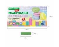 Пластилин классический пастельные цвета BRAUBERG KIDS, 22 цвета, 330 грамм, стек, 106682.5