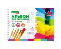 Альбом для рисования, А4, 40 листов, гребень, обложка картон, BRAUBERG KIDS, 195х285 мм, 