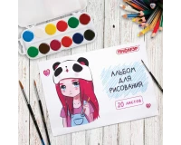 Альбом для рисования А4 20 л., скоба, обложка офсет, ПИФАГОР, 203х288 мм, 
