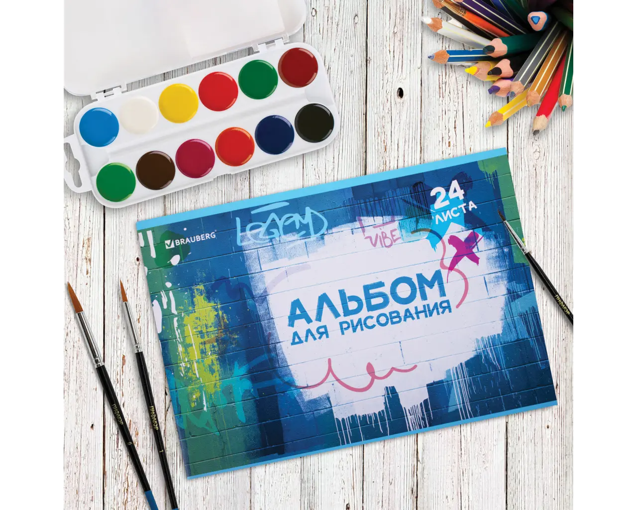 Альбом для рисования А4 24 л., скоба, обложка картон, BRAUBERG, 203х288 мм, 