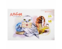 Альбом для рисования А4 40 л., скоба, обложка картон, BRAUBERG, 203х288 мм, 