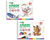 Альбом для акварели А4 24 л., бумага 180 г/м2, гребень, обложка картон, BRAUBERG KIDS, 