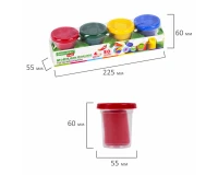 Пластилин-тесто для лепки BRAUBERG KIDS, 4 цвета, 200 г, яркие классические цвета, крышки-штампики, 106714.5