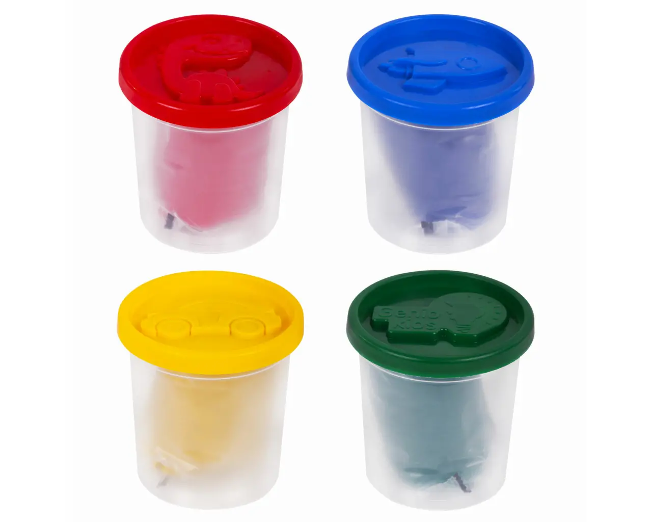 Пластилин-тесто для лепки BRAUBERG KIDS, 4 цвета, 560 г, яркие классические цвета, крышки-штампики, 106715.2