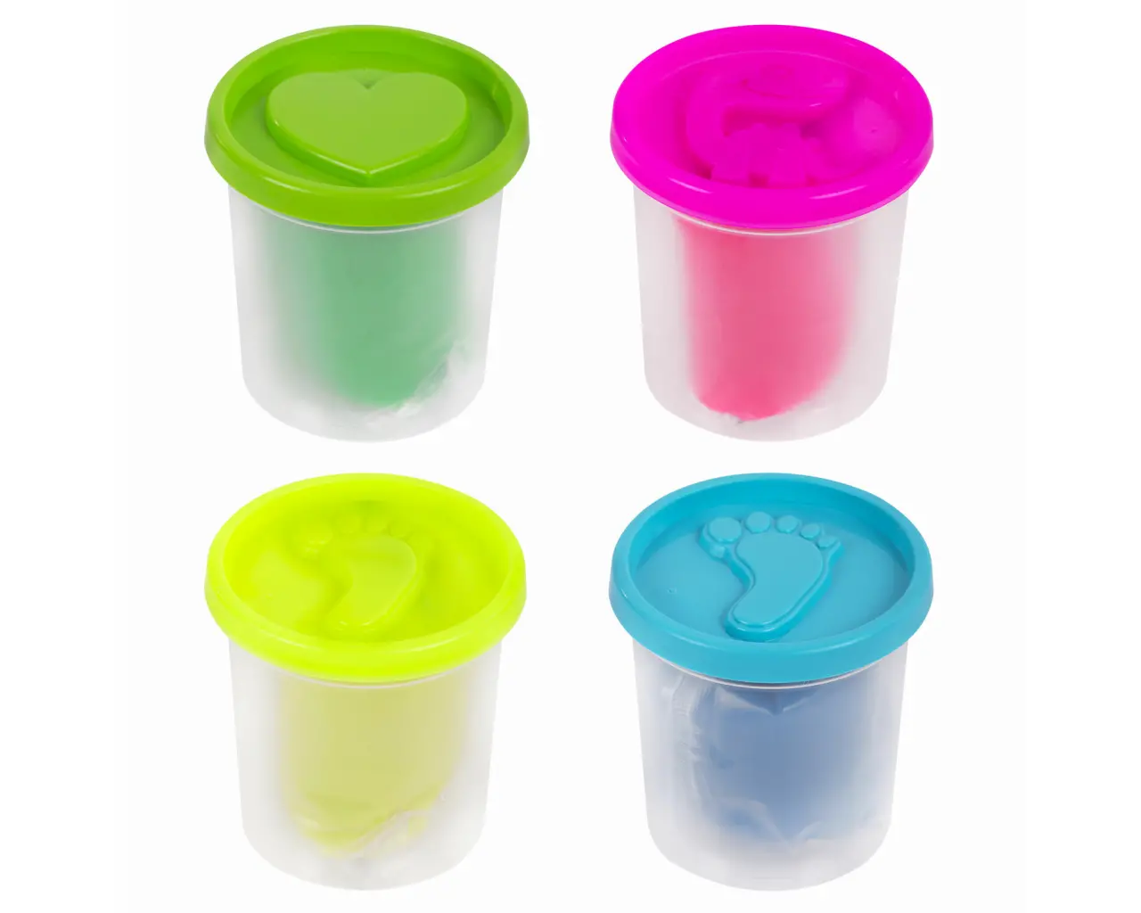 Пластилин-тесто для лепки BRAUBERG KIDS, 4 цвета, 560 г, яркие неоновые цвета, крышки-штампики, 106716.2