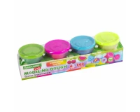 Пластилин-тесто для лепки BRAUBERG KIDS, 4 цвета, 560 г, яркие неоновые цвета, крышки-штампики, 106716.6