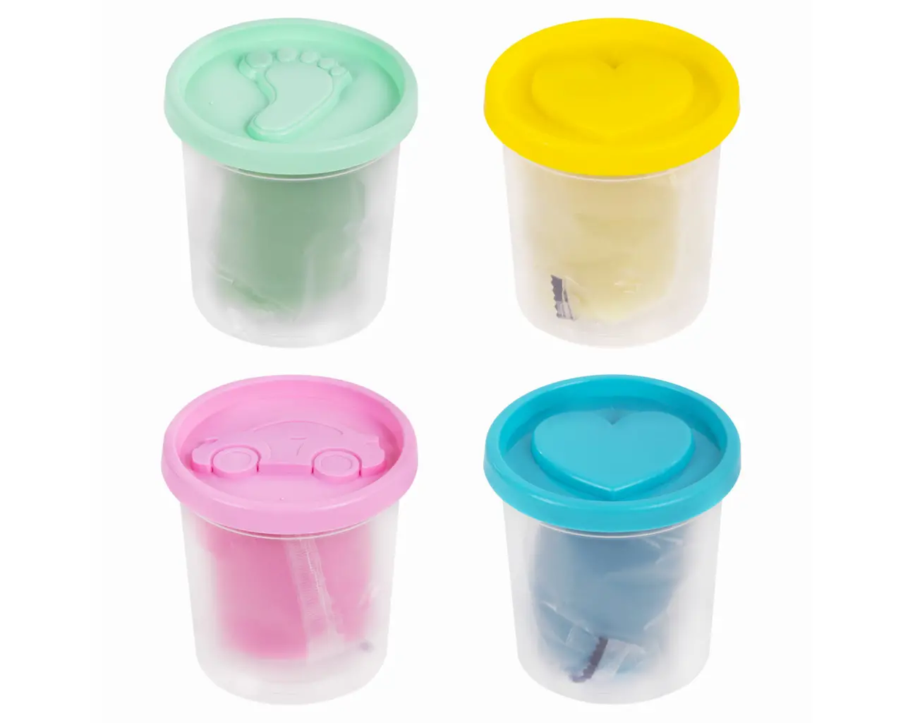 Пластилин-тесто для лепки BRAUBERG KIDS, 4 цвета, 560 г, пастельные цвета, крышки-штампики, 106717.2