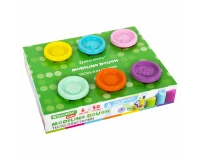 Пластилин-тесто для лепки BRAUBERG KIDS, 6 цветов, 300, 10 формочек, шприц, стек, крышки-штампики, 106719.1