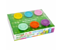 Пластилин-тесто для лепки BRAUBERG KIDS, 6 цветов, 300, 10 формочек, шприц, стек, крышки-штампики, 106719.11