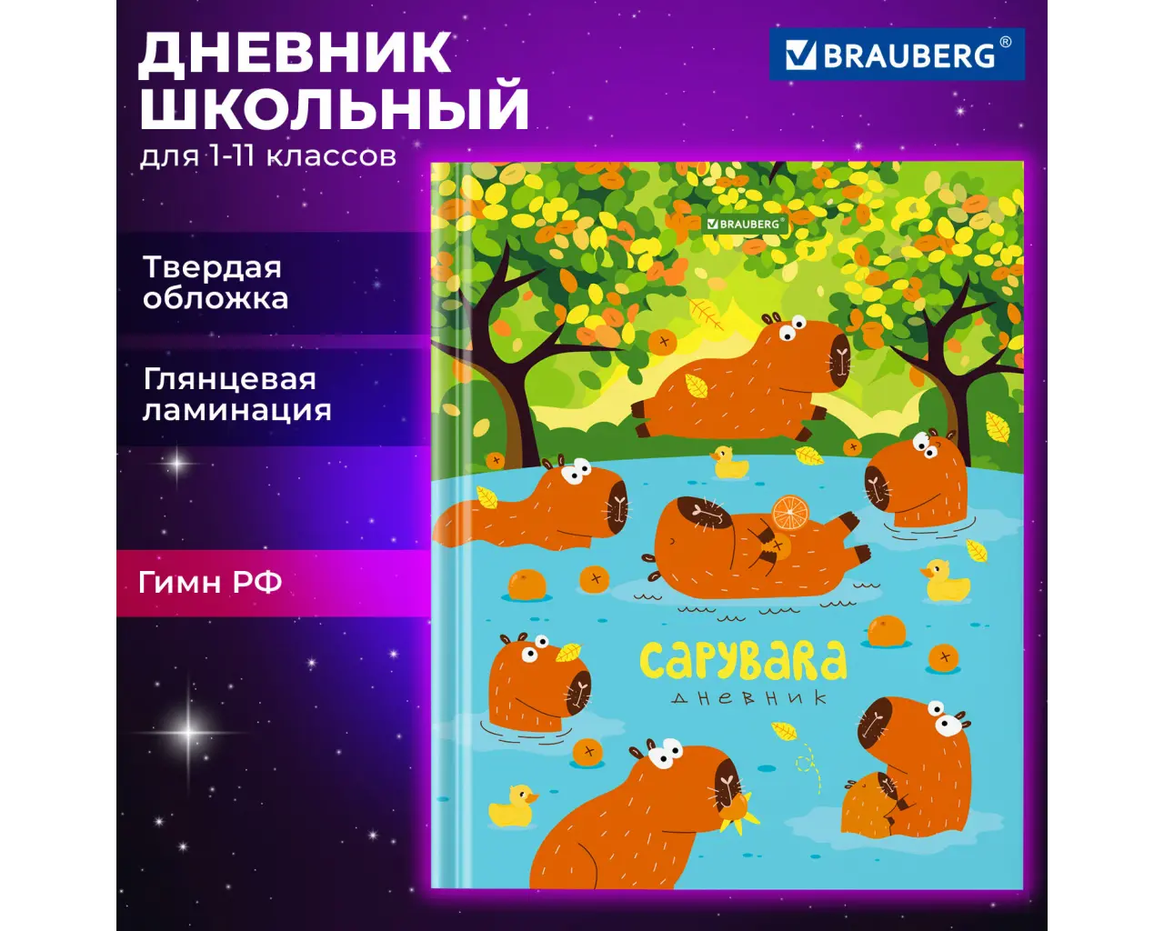 Дневник 1-11 класс 40 л., твердый, BRAUBERG, глянцевая ламинация, 