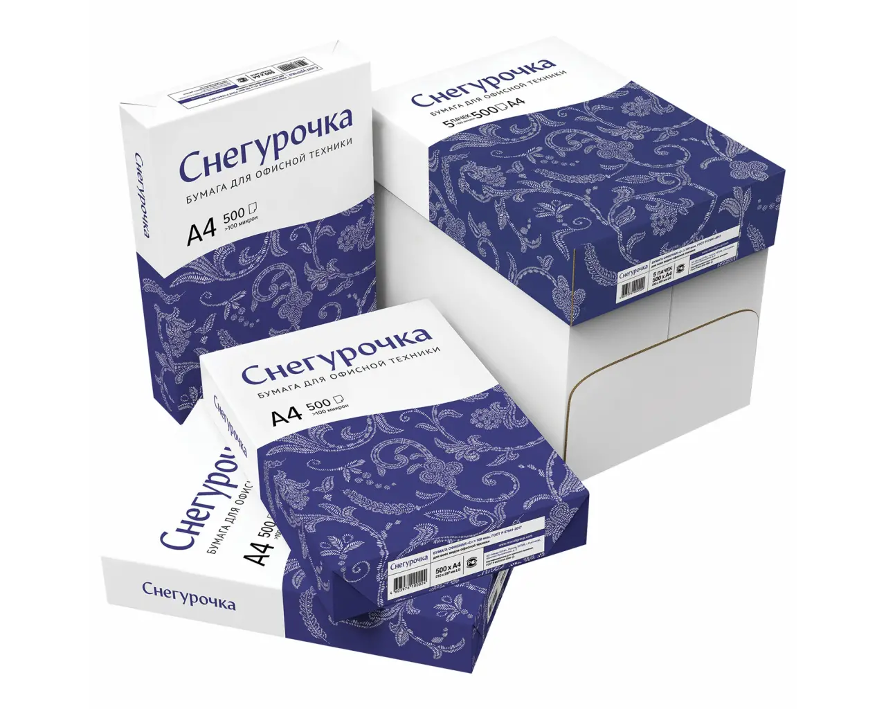 Бумага офисная А4, 80 г/м2, 500 л., марка С, СНЕГУРОЧКА, Россия, 146% (CIE).5