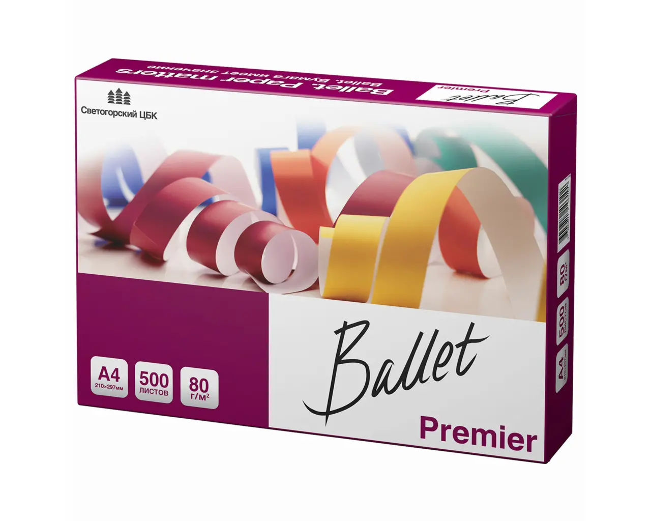 Бумага офисная А4, 80 г/м2, 500 л., марка А, BALLET PREMIER, Россия, 160% (CIE).0