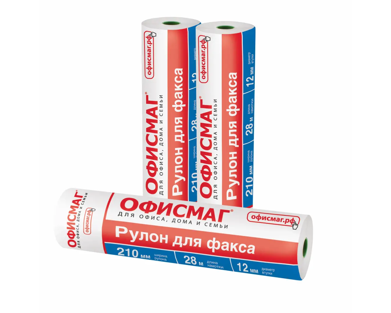 Рулон для факса 210 мм (диаметр 45 мм, длина 28 м, втулка 12 мм), ОФИСМАГ, 110269.0
