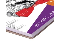 Скетчбук, белая бумага 120 г/м2, 297х410 мм, 40 л., гребень, жёсткая подложка, BRAUBERG ART DEBUT, 110981.5