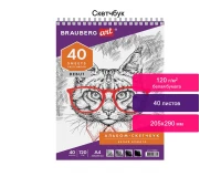Скетчбук, белая бумага 120 г/м2, 205х290 мм, 40 л., гребень, жёсткая подложка, BRAUBERG ART DEBUT, 110984.0